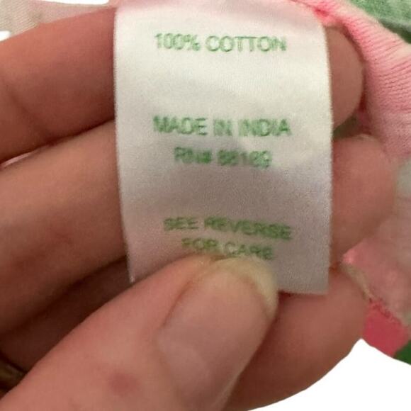 Lilly Pulitzer Bonita Cover Up Dress Tunic V Neck Mini Cotton Pink Green Size XS - Picture 8 of 10